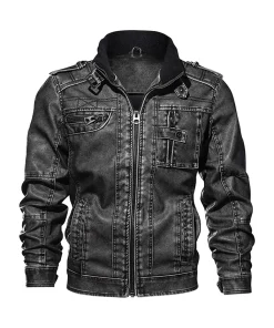mens-casual-long-sleeve-distressed-faux-leather-black-jacket
