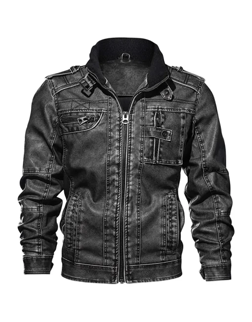 mens-casual-long-sleeve-distressed-faux-leather-black-jacket
