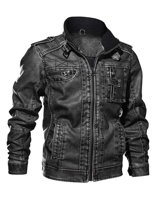 mens-casual-long-sleeve-distressed-faux-leather-black-jacket