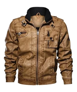 mens-casual-long-sleeve-distressed-faux-leather-brown-jacket