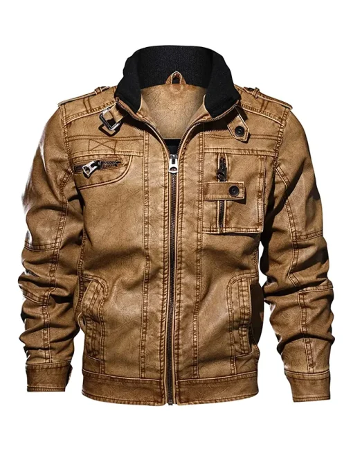 mens-casual-long-sleeve-distressed-faux-leather-brown-jacket