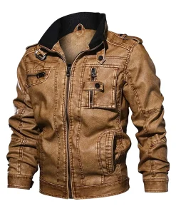 mens-casual-long-sleeve-distressed-faux-leather-brown-jacket