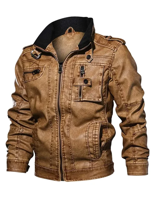 mens-casual-long-sleeve-distressed-faux-leather-brown-jacket