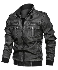 mens-casual-long-sleeve-distressed-faux-leather-grey-jacket