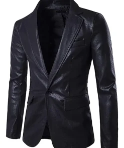 mens-casual-slim-fit-faux-leather-black-blazer