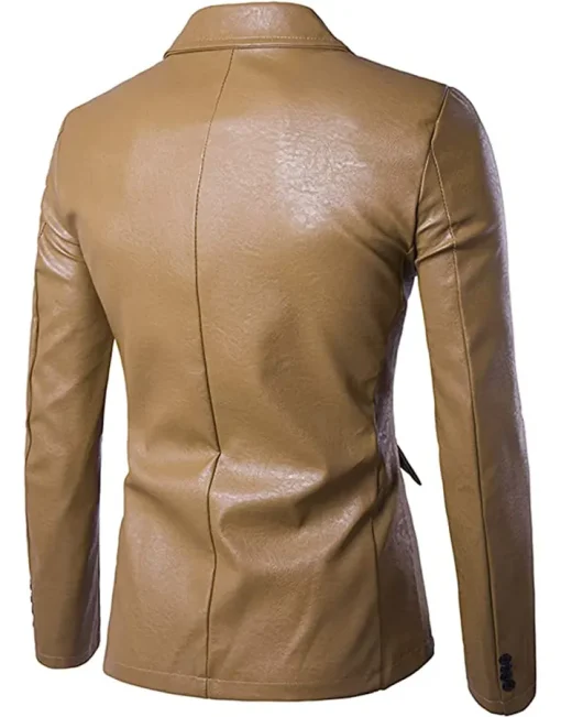 mens-casual-slim-fit-faux-leather-khaki-brown-blazer