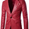 mens-casual-slim-fit-faux-leather-red-blazer