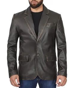 mens-chocolate-brown-faux-leather-blazer