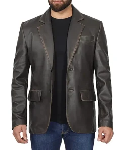 mens-chocolate-brown-faux-leather-blazer