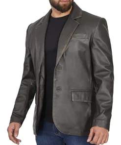 mens-chocolate-brown-faux-leather-blazer