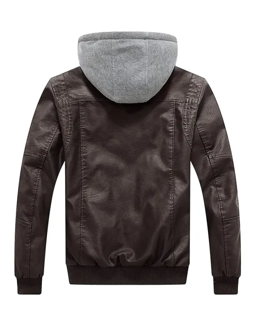 mens-dark-brown-faux-leather-bomber-jacket-with-removable-hood