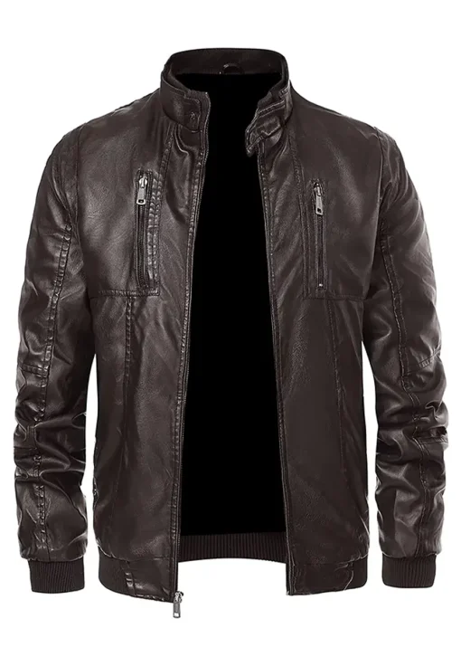 mens-dark-brown-faux-leather-bomber-jacket-with-removable-hood