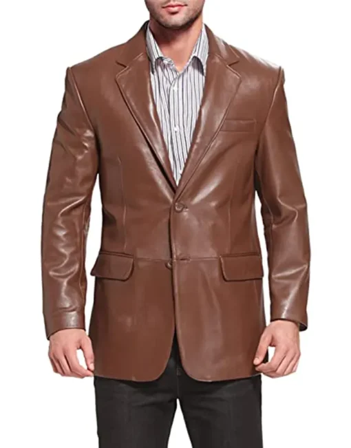 mens-dark-brown-faux-leather-sports-blazer