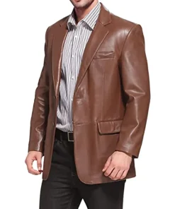 mens-dark-brown-faux-leather-sports-blazer