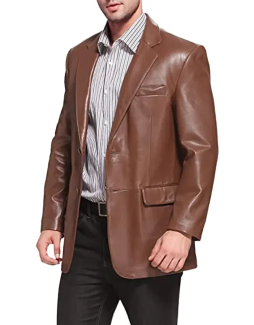 mens-dark-brown-faux-leather-sports-blazer