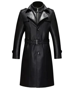 mens-double-collar-black-faux-leather-coat