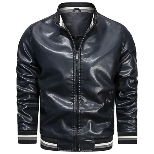 mens-faux-leather-black-bomber-jacket