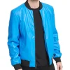 mens-faux-leather-electric-blue-bomber-jacket