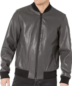 mens-faux-leather-grey-bomber-jacket