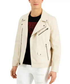 mens-lapel-collar-beige-faux-leather-motorcycle-jacket