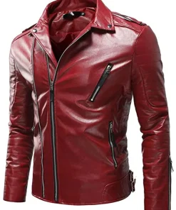 mens-lapel-collar-red-faux-leather-slim-fit-jacket