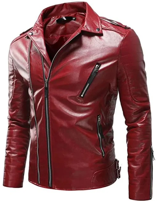 mens-lapel-collar-red-faux-leather-slim-fit-jacket