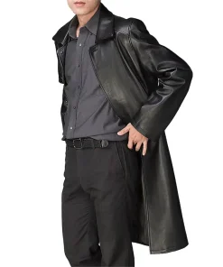 Men's Single Breasted Black Faux Leather Coat 9 mens-single-breasted-black-faux-leather-coat