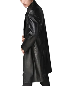 Men's Single Breasted Black Faux Leather Coat 8 mens-single-breasted-black-faux-leather-coat