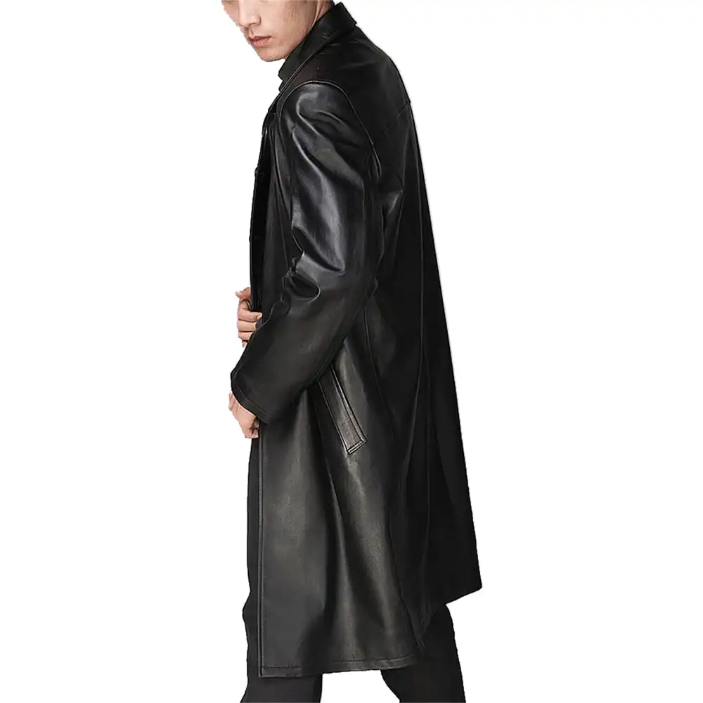 Men's Single Breasted Black Faux Leather Coat 4 mens-single-breasted-black-faux-leather-coat