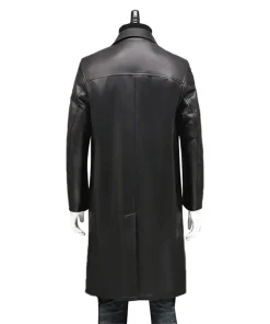 Men's Single Breasted Black Faux Leather Coat 6 mens-single-breasted-black-faux-leather-coat