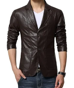 mens-slim-fit-brown-faux-leather-blazer