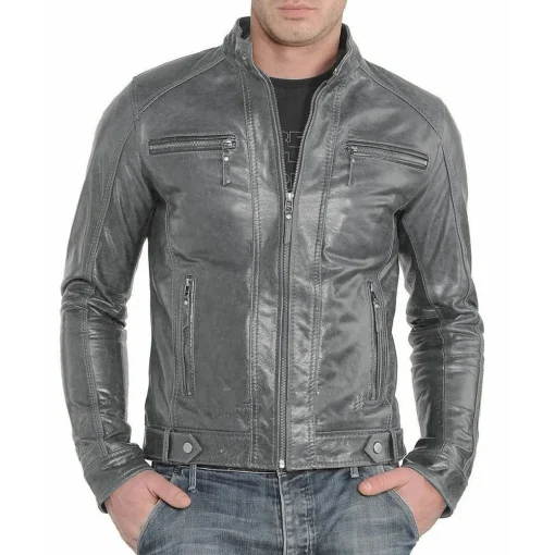 mens-slim-fit-cafe-racer-grey-faux-leather-jacket