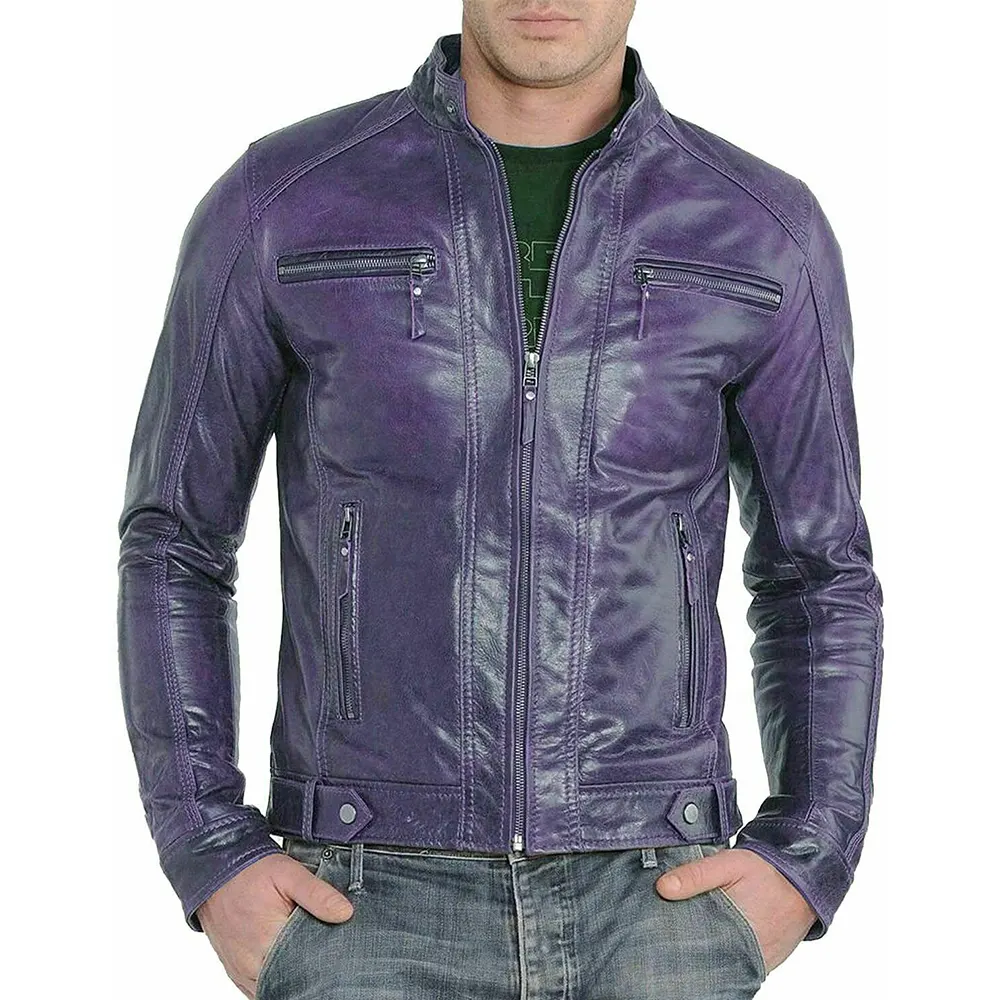 Men's Slim Fit Cafe Racer Purple Faux Leather Jacket 1 mens-slim-fit-cafe-racer-purple-faux-leather-jacket