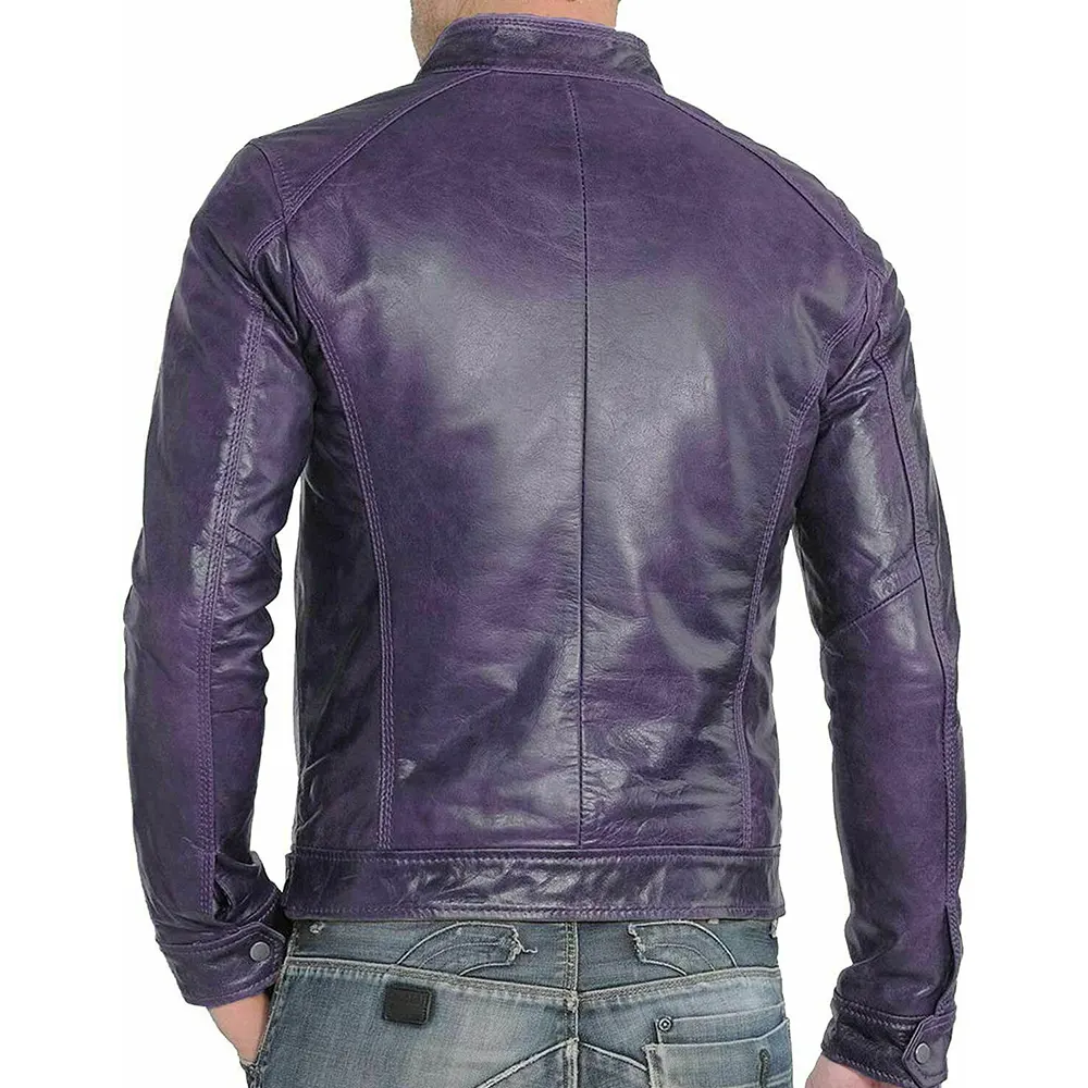 Men's Slim Fit Cafe Racer Purple Faux Leather Jacket 2 mens-slim-fit-cafe-racer-purple-faux-leather-jacket