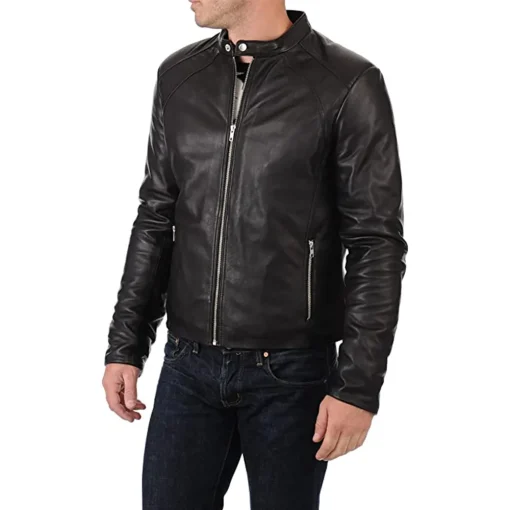 mens-snap-button-black-faux-leather-moto-biker-jacket