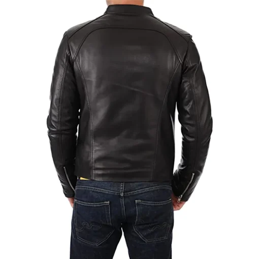 mens-snap-button-black-faux-leather-moto-biker-jacket