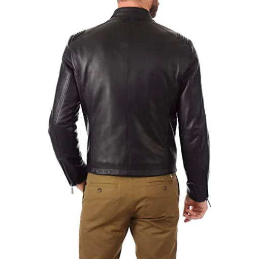 mens-snap-button-collar-black-faux-leather-moto-biker-jacket