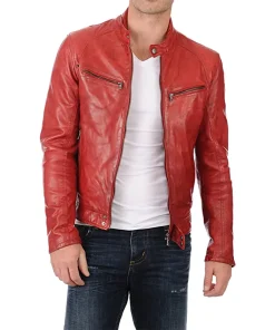 mens-snap-button-collar-red-faux-leather-moto-biker-jacket