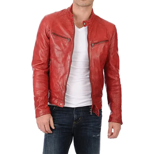 mens-snap-button-collar-red-faux-leather-moto-biker-jacket