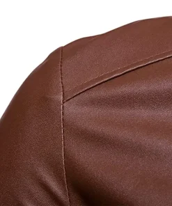mens-stand-collar-brown-faux-leather-bomber-jacket