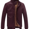 mens-stand-collar-fleece-lined-faux-leather-maroon-bomber-jacket
