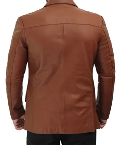mens-tan-brown-faux-leather-blazer
