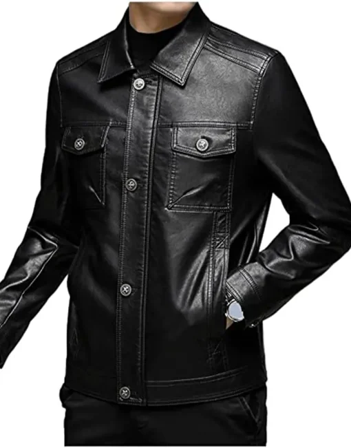 mens-turn-down-collar-slim-fit-black-faux-leather-jacket