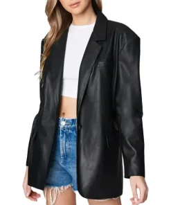 womens-oversized-black-faux-leather-blazer