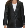 womens-black-faux-leather-blazer