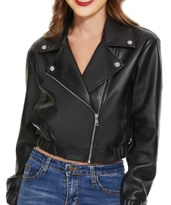 womens-black-faux-leather-short-bomber-jacket