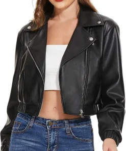 womens-black-faux-leather-short-bomber-jacket