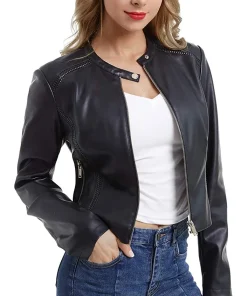 womens-black-faux-leather-slim-fit-short-jacket