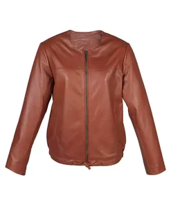 womens-brown-faux-leather-collarless-biker-jacket