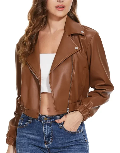 womens-brown-faux-leather-short-bomber-jacket